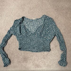 Floral Blue Women's Cropped Top